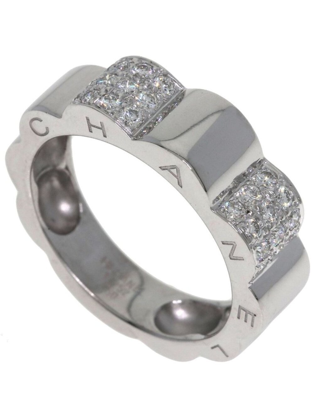 Chanel Pro Field Camellia Diamond 52 Ring 18K White Gold
